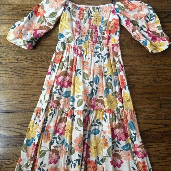 Euc- Vince Camuto Floral Off the Shoulder Stretch Cotton Midi Dress- size 2 - Picture 8 of 9